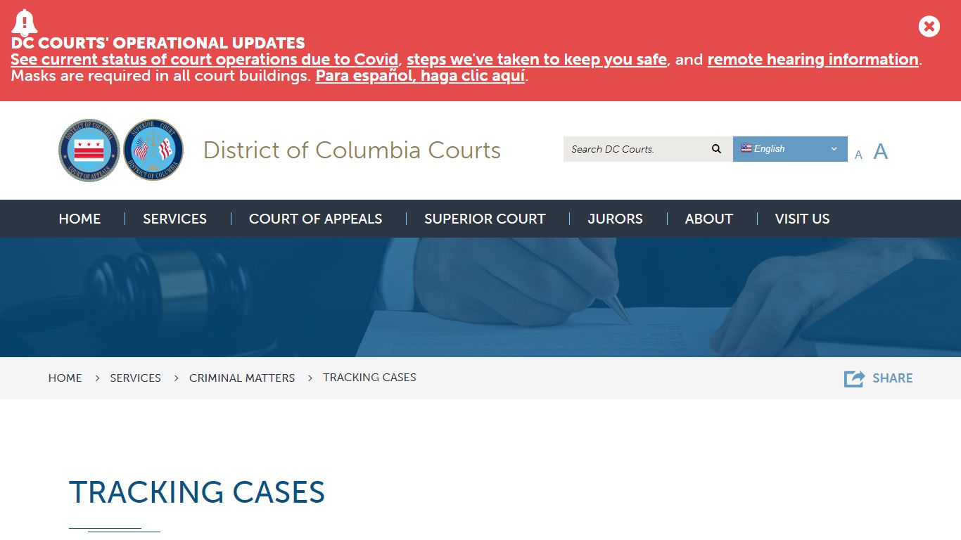 Tracking Cases | District of Columbia Courts